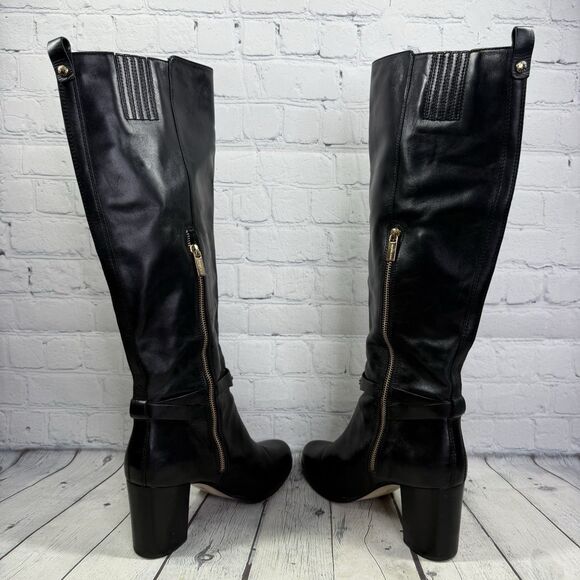 Michael Kors Riding Boots Women Size 11 Black Leather Preppy Heel Equestrian - Picture 6 of 15